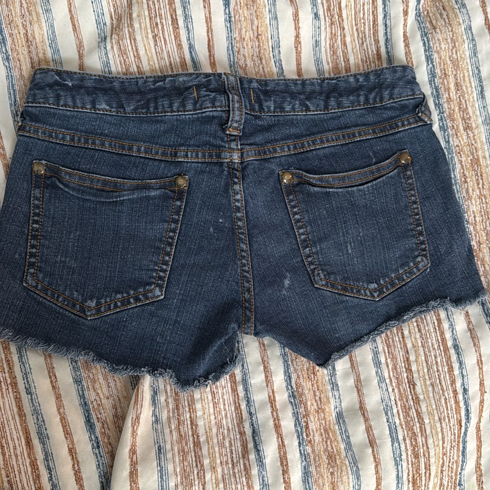 Free People Distressed Jean Cut Off Short Shorts - Picture 2 of 3